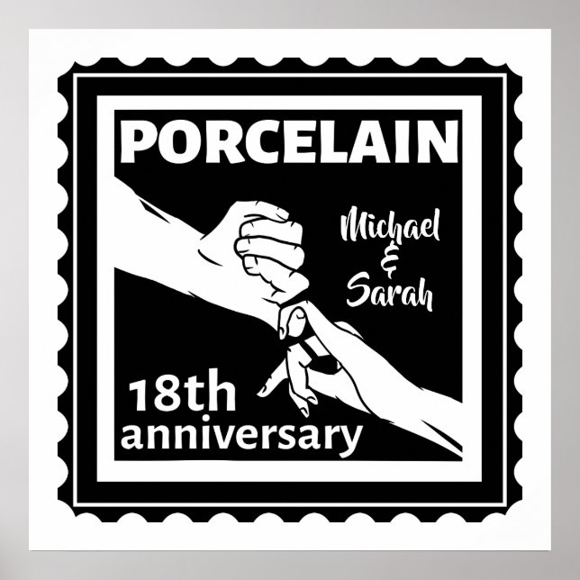 Poster 18e anniversaire mariage porcelaine traditionnelle (Devant)
