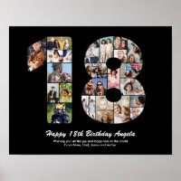 18e Anniversaire Numéro 18 Collage Photo Personnal