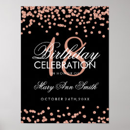 Poster 18e anniversaire Rose Gold Faux Parties scintillan
