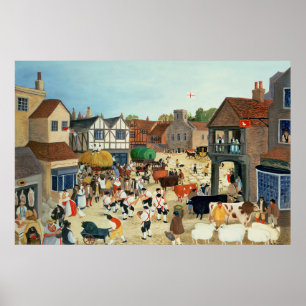 Poster 18ème siècle Marché Mayfair du bétail