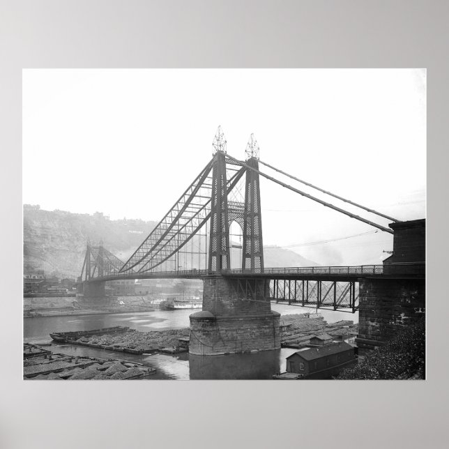 Poster 1900 Pointe Bridge Pittsburgh Pa. Imprimer (Devant)