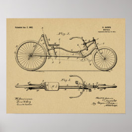 Poster 1902 Bicycle Recumbent Design Brevet Art Imprimer