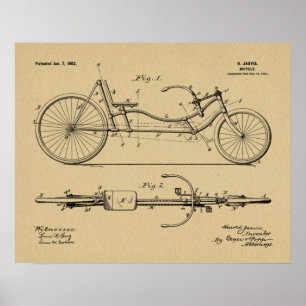 Poster 1902 Bicycle Recumbent Design Brevet Art Imprimer
