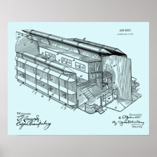 Poster 1903 Vol AirShip Brevet Dessin d'art Imprimer
