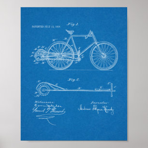 Poster 1904 Lever Propelled Bicycle Patent Art Print