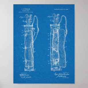 Poster 1905 Golf Club Caddy Bag Design Brevet d'Art Impri