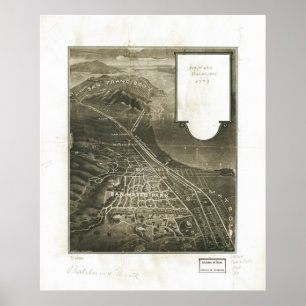 Poster 1905 San Mateo, CA Oiseaux Vue panoramique Carte