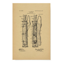 1905 Vintage Golf Caddy Bag Brevet d'Art Imprimer