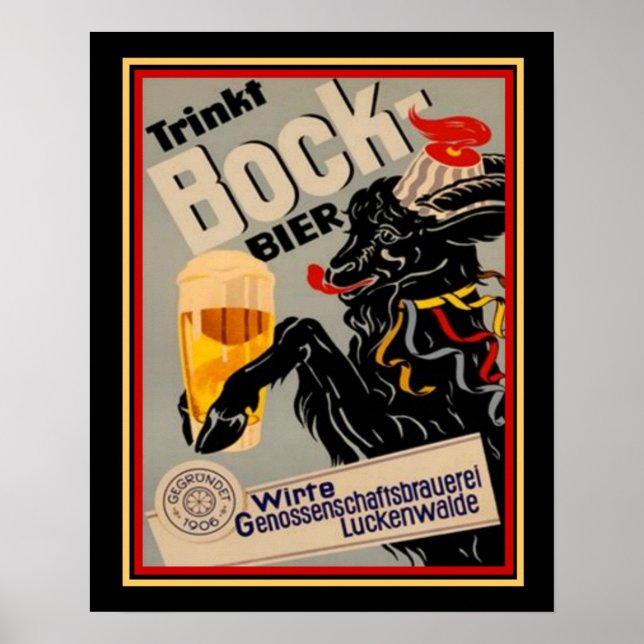 Poster 1906 Allemand Bock Beer Advertisement 16x20 (Devant)