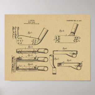 Poster 1907 Golf Club Head Patent Art Drawing Print