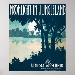 Poster 1909 Lumière de la lune dans la partition Junglela