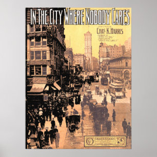 Poster 1910 Dans la ville où personne ne s'intéresse à la