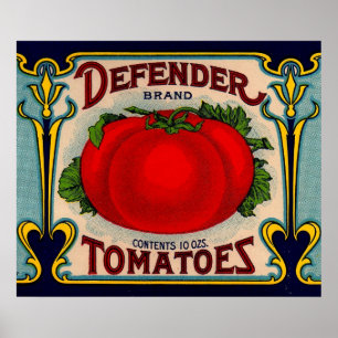 Poster 1910s Defender marque tomates étiquette
