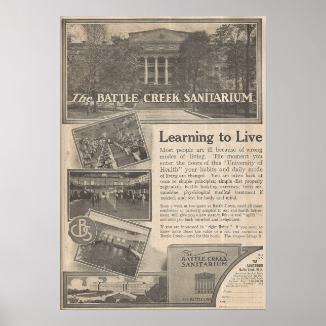 Poster 1913 Battle Creek Sanitarium, Michigan (Devant)