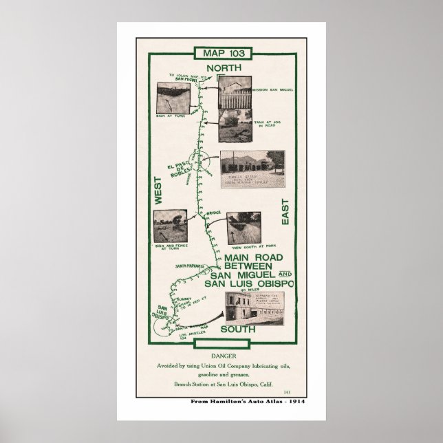 Poster 1914 Carte, San Miguel à San Luis Obispo (Devant)