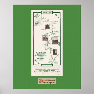 Poster 1914 carte, Santa Cruz aux salines, tapis vert