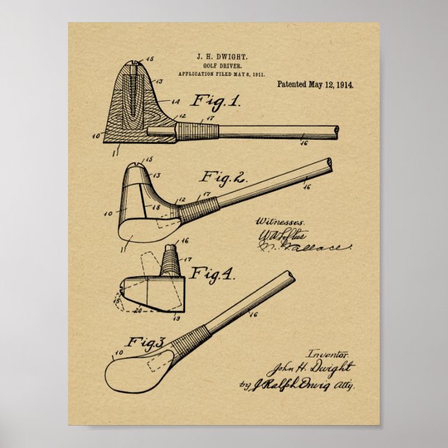 Poster 1914 Club de golf Conception d'un brevet d'art (Devant)