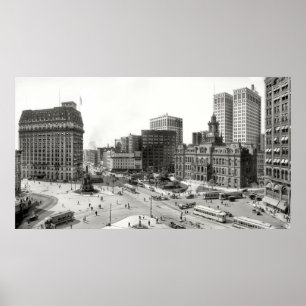 POSTER 1915 DÉTROIT INTERSECTION 5 VOIES