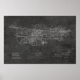 Poster 1915 Machine volante Dessin de brevet d'avion impr