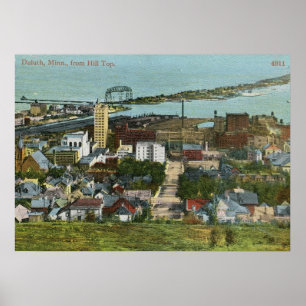 Poster 1915 Vue de Duluth, Minnesota Vintage
