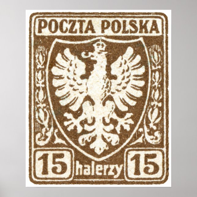 Poster 1919 15h Timbre d'aigle polonais (Devant)