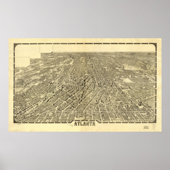 Poster 1919 Atlanta, GA Oiseaux Vue panoramique (Devant)