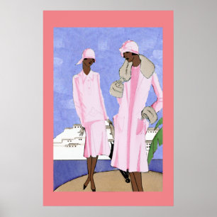 Poster 1920 Dames en bord de mer