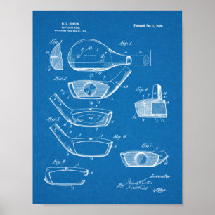 Poster 1920 Golf Club Head Design Brevet d'art Imprimer