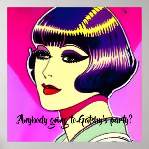 Poster 1920s Flapper - Gatsby's Party. Editable text