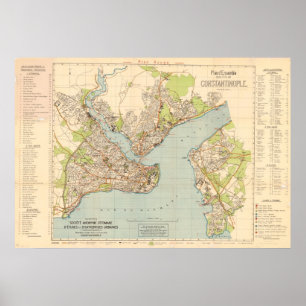 Poster 1922 Carte de Constantinople - Istanbul, Turquie