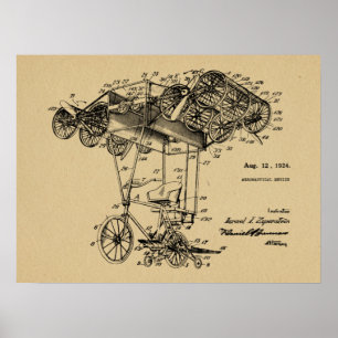 Poster 1924 copies volantes de dessin de brevet d'avion