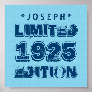 Poster 1925 ou toute année Anniversaire Edition Limitée V