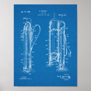 Poster 1926 Golf Club Caddy Bag Design Brevet d'Art Impri