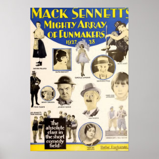 Poster 1927 Mack Sennett Studio exposant et comédiens