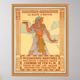 Poster 1927 Marseille Alexandrie Egypt Travel