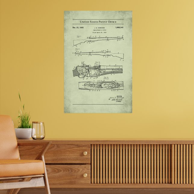 Poster 1932 Brevet US 1892141 - M1 Garand Rifle (Salon 2)