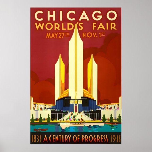 Poster 1933 FOIRE MONDIALE DE CHICAGO Siècle de progrès N (Devant)