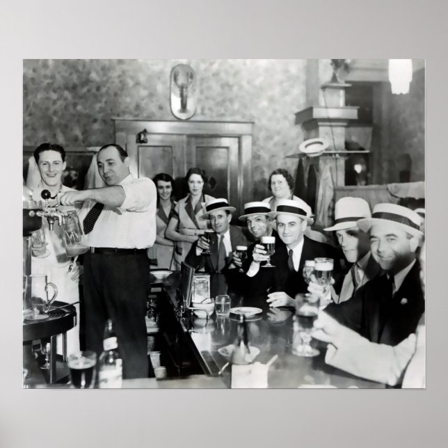 POSTER 1933 INTERDICTIONS FINS - TAPS FLOWING - CHEERS! (Devant)