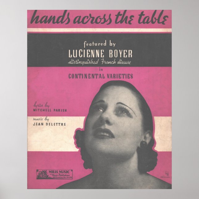 Poster 1934 Mains sur la table (Devant)