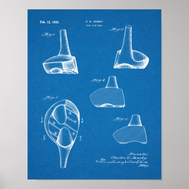 Poster 1935 Driver Golf Club Brevet d'art Imprimer (Devant)