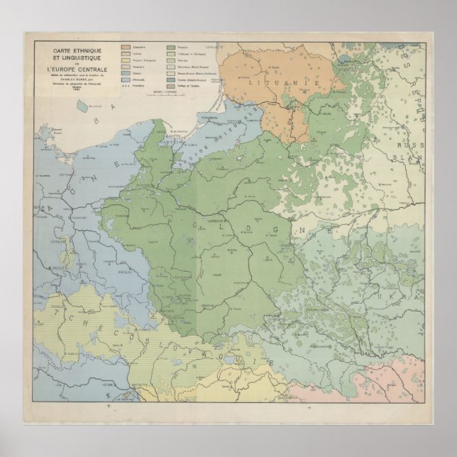 Poster 1937 Linguistic Map of Central and Eastern Europe, (Devant)