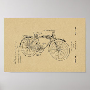 Poster 1942 Vintage Schwinn Bicycle Patent Art Imprimer