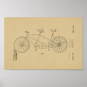 Poster 1945 copies vintages d'art de brevet de bicyclette