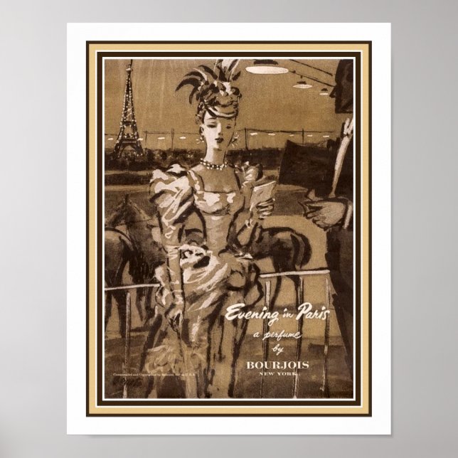 Poster 1947 "Soirée à Paris"Publicité parfumée (Devant)