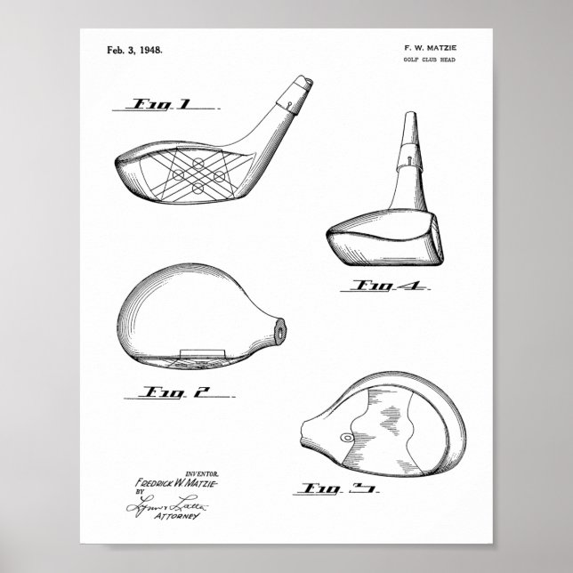 Poster 1948 Driver Golf Club Brevet d'art Imprimer (Devant)