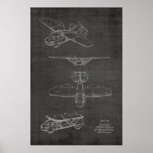 Poster 1949 Voiture Volante Avion Brevet d'Art Imprimer