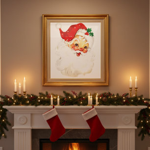 Poster 1950 Moyen siècle Vintage classique Père Noël