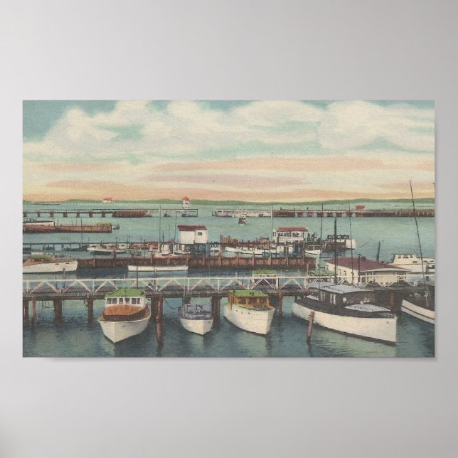 Poster 1950 Ocean City, MD Charter Fishing Boat Dock (Devant)