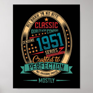 Poster 1951 71 ans 71e anniversaire Perfection artisanale