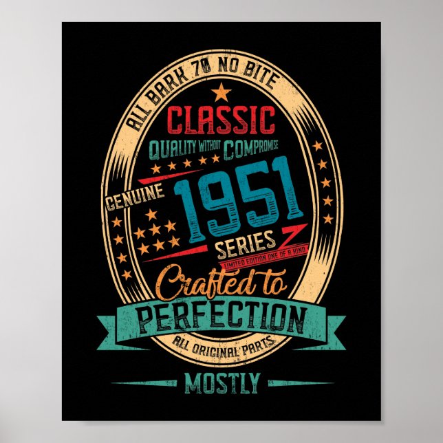 Poster 1951 71 ans 71e anniversaire Perfection artisanale (Devant)